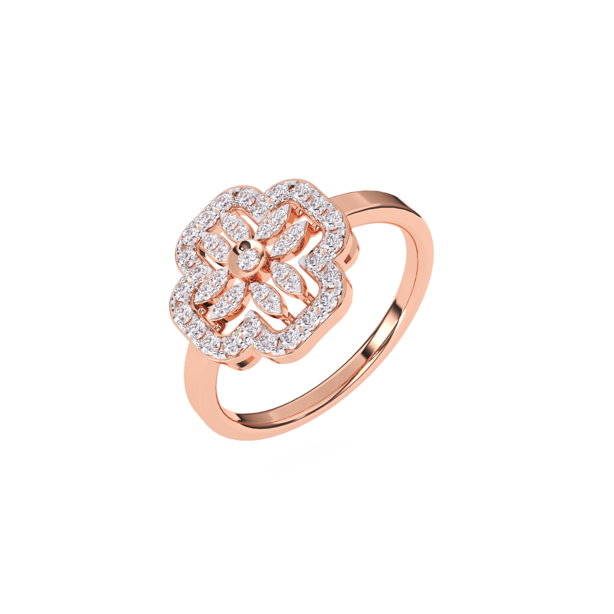 Modern Floral Lab Grown Diamond Ring In 14KT Rose Gold